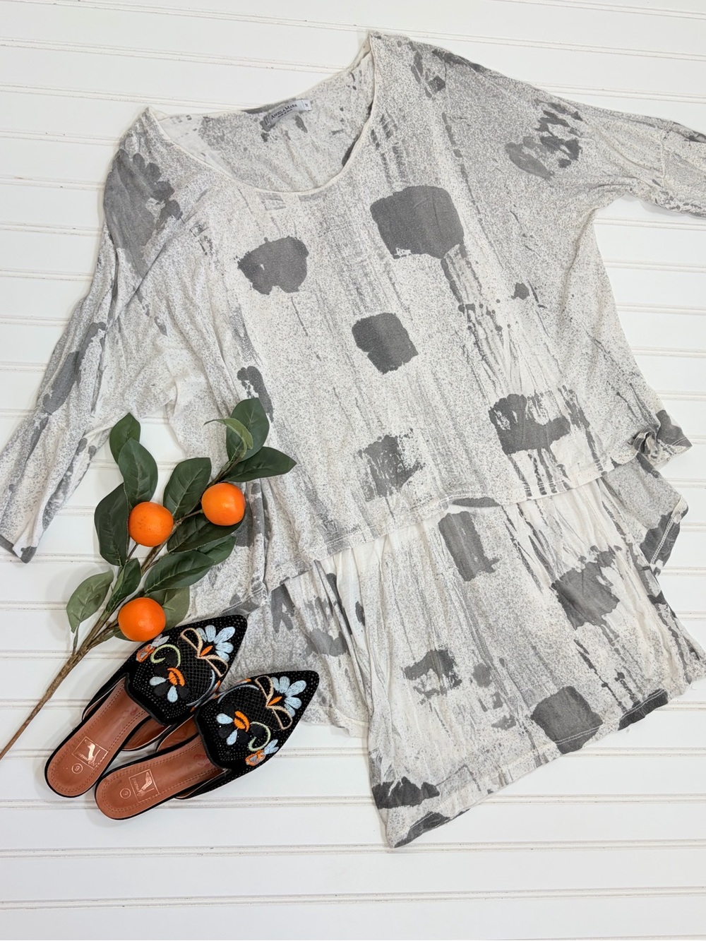 Angela Mara Italy Lagenlook Abstract Print Tunic